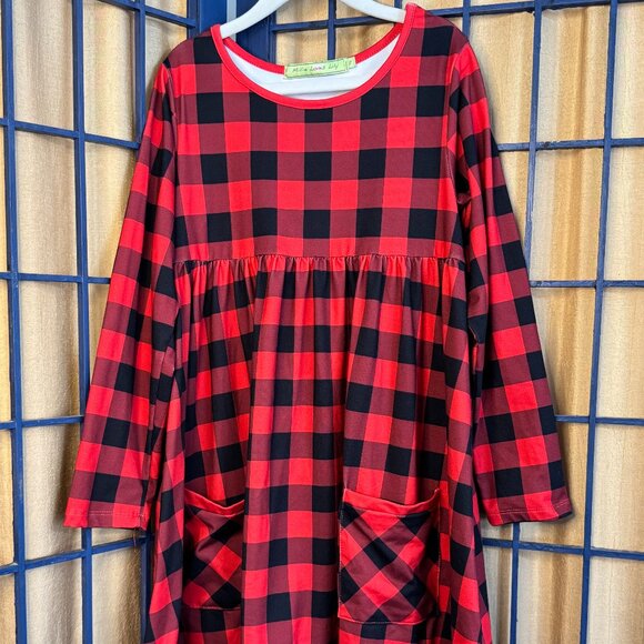 Millie Loves Lily Red Buffalo Plaid Tunic Girl's Dress – Size 8 - Picture 2 of 6
